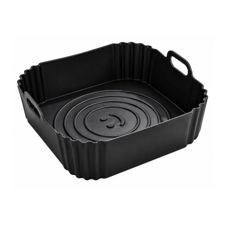 Wkład silikonowy do airfryer forma do frytkownicy beztłuszczowej 19x19x5,5 cm S38 czarny i szarobrązowy